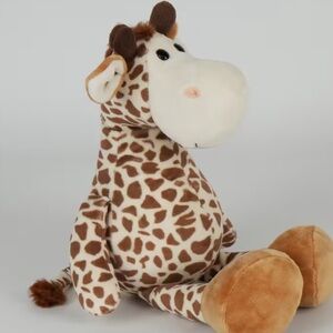 Sit Upright Giraffe Plush Toy in Brown and Cream with Bean Bag to sit upright 8”